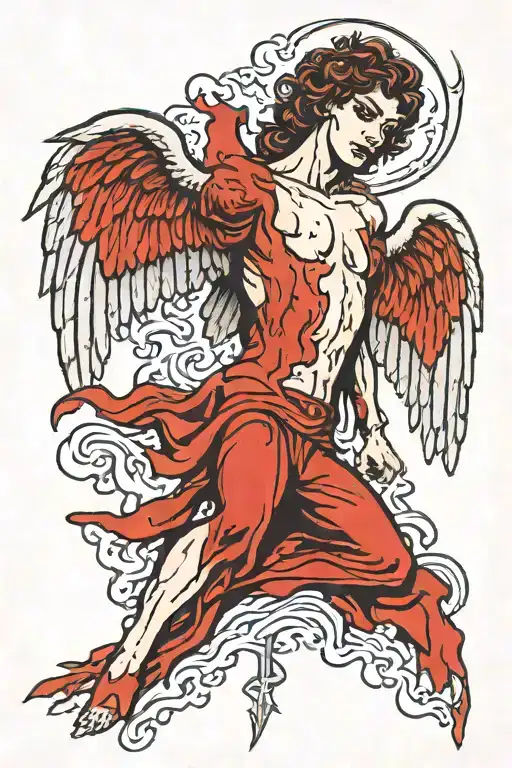 Fallen Angel With Blood Running Out Of His Eyes