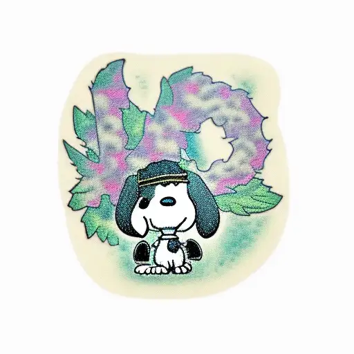 Snoopy Hugging Marijuana Leaf