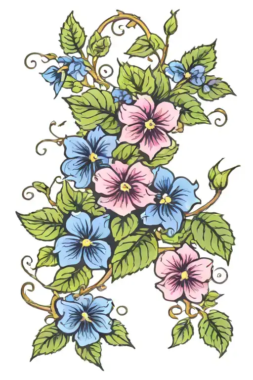 Violets And Ivy Vine