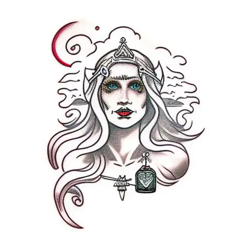 Mini Labordoodle Portrayed As Icelandic Goddess