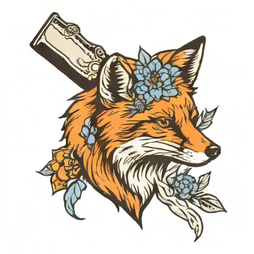Fox With Knife And Cornflower