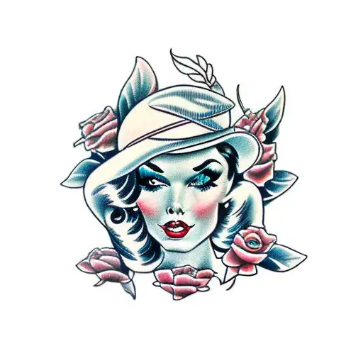 Nude Line Drawn Pinup Girl