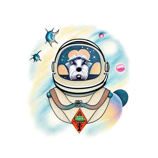 Schnauzer Wearing Space Helmet