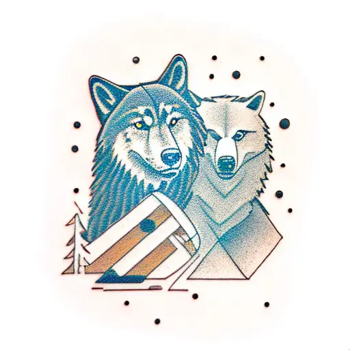 A Wolf And A Bear Collaborating On An It-themed Mural