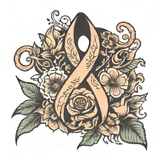 Endometrial Cancer Awareness Ribbon With Flowers Growing