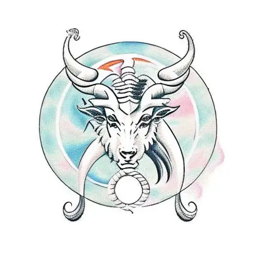 Aries And Capricorn Zodiac Signs Merged Into A Harmonious Design