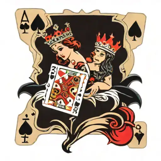 Poker Card With Two Queens And Two Crowns