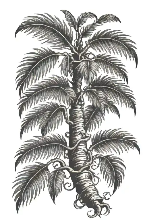 Palm Treetribul Vine Growing Roots Growing