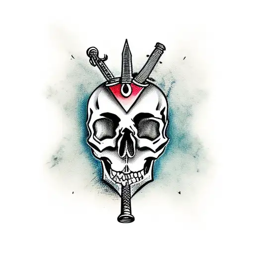 Skull With A Sword Inside His Eye
