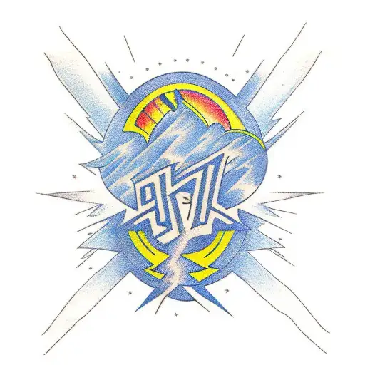 Uzi Gun Lightning Bolt Banner