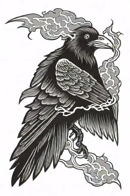 Crow Between Lightning Bolts