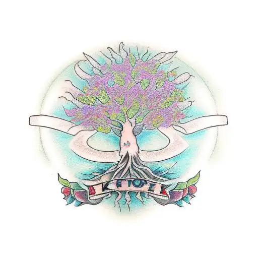 Tree Of Life Tattoo With The Letters K M S J Hidden In The Roots