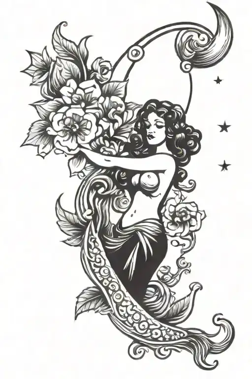 Aquarius With Moon Starts Flowers