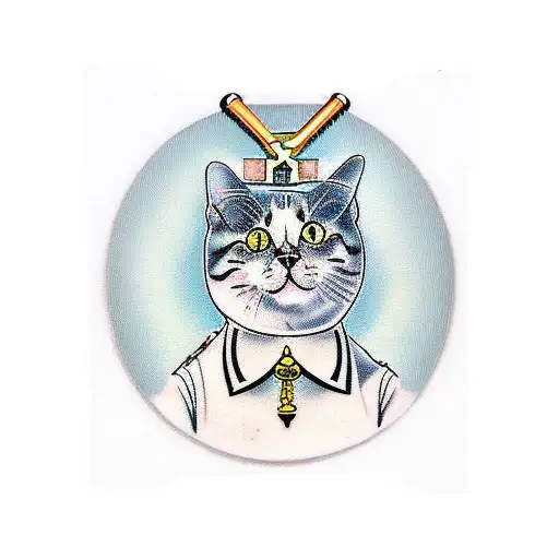 A Cat With A Pentagram Collar And A Guitar Pick As A Tag