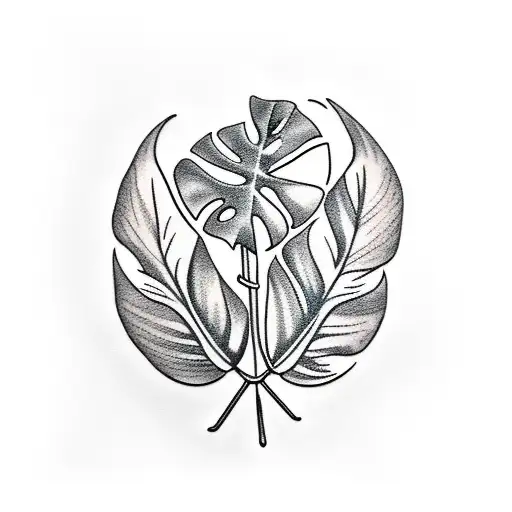 Monstera Plant With Pothos Vine