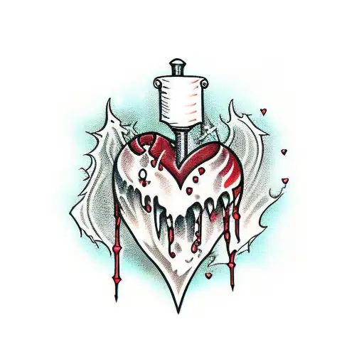 Dripping Blood Heart With Sword
