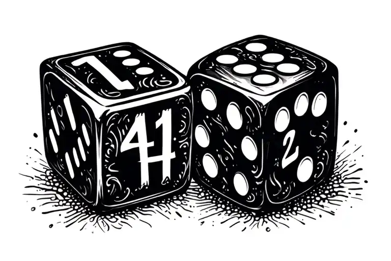Dice With Numbers 1 4 And 2 5