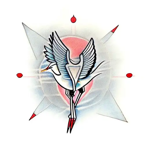 Crane With Red Circle Behind It