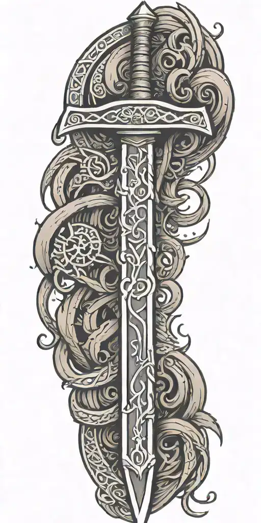 Viking Women Bloody Sword Rune