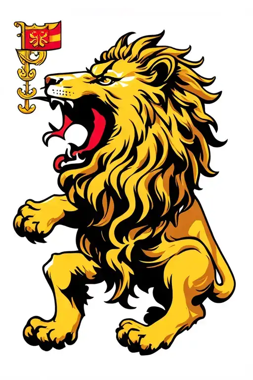 Heraldic Lion Roaring