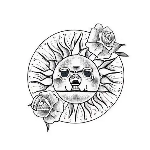 Sun With Side Bear Body Outline Inside