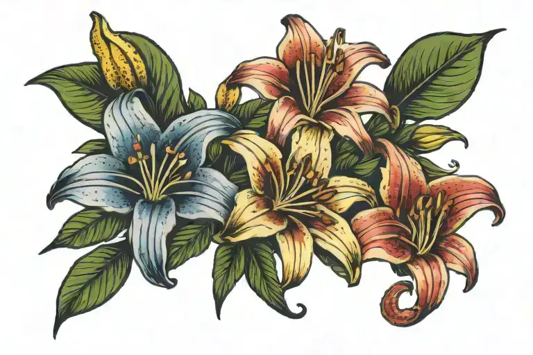 Wife's Name With Star Gazer Lily Flowers