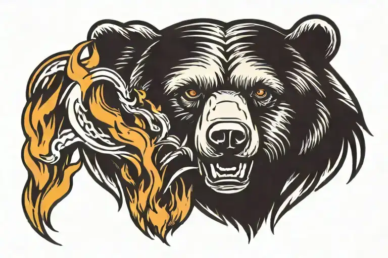 Bear Head And Fire