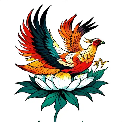 Phoenix Rising From A Lotus Flower