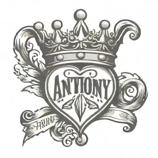 Name Anthony With Heart And Crown