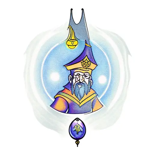 Waist Up Of A Menacing Wizard With A Crystal Ball And Magic In The Background