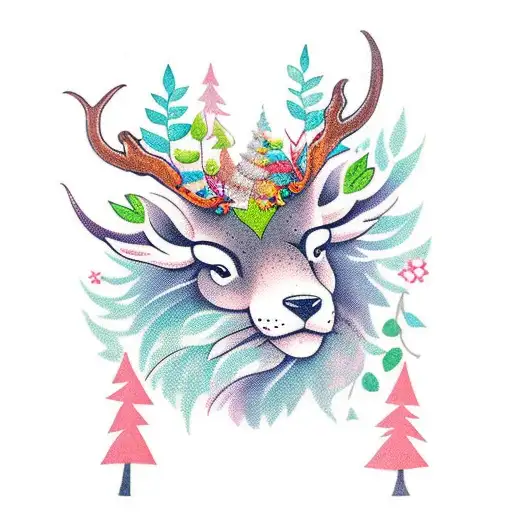 A New-school Design Featuring A Whimsical Forest Scene With Various Animals