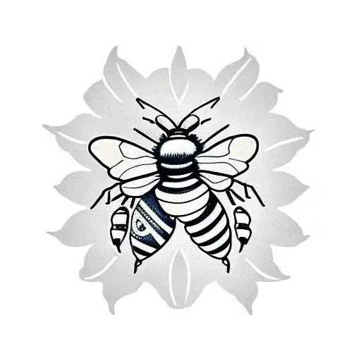 Honey Bee With A Flag Underneath