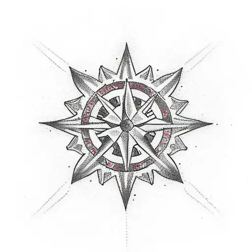 Circle That Is Half Snowflake And Half Compass Rose