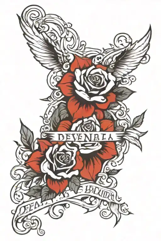 Deva Maria Around Lettering Black White