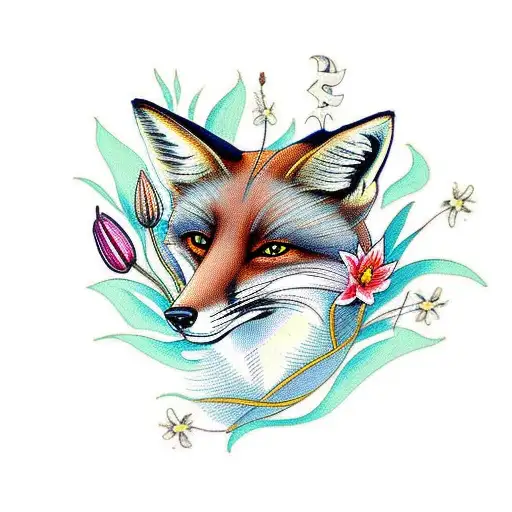 Fox With Lilies In Front Of The Number 33