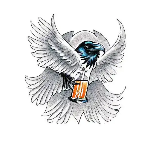 A Raven Holding An Hour Glass While Flying