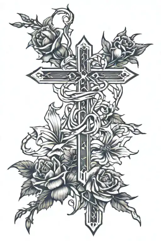 Christian Tattoo Crosses And Thorns Wrapped