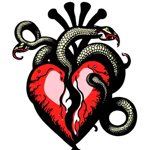 Crying Split Heart With Snake