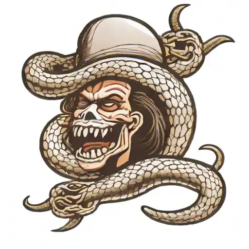 Intruders In Chicano Writing Style With A Snake With A Bandan Over Its Mouth