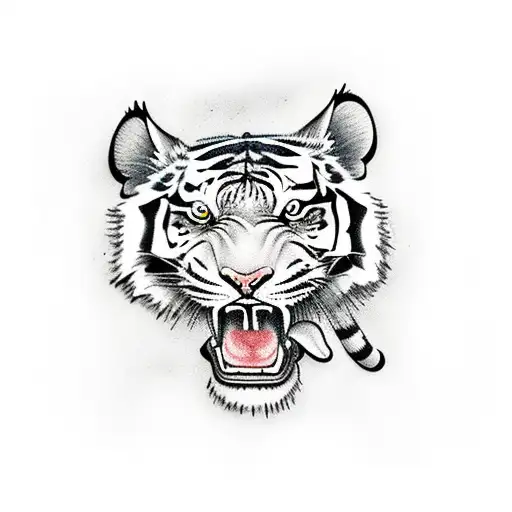 Tiger Defending Rabbit And Rat