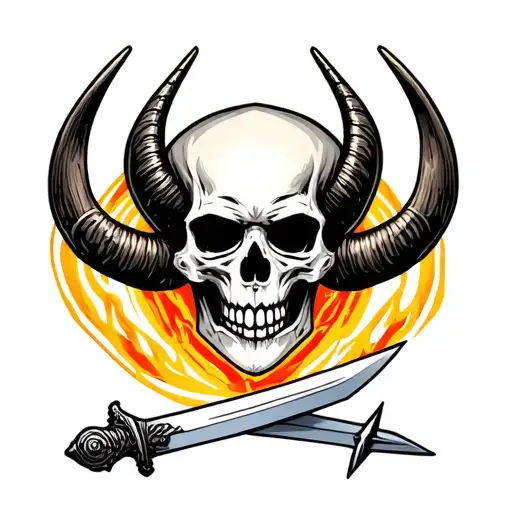 Skull With Horns Sword