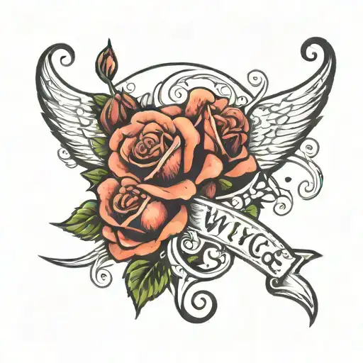 The Word Wick In Cursive With Sculls And Roses