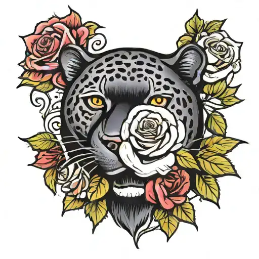 Panther And Rose Surrounded