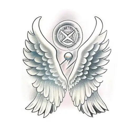 Angels Wings With The Roman Dates Horizontally Between Wings