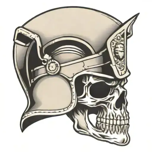 Skull With Gladiator Helmet Adorned