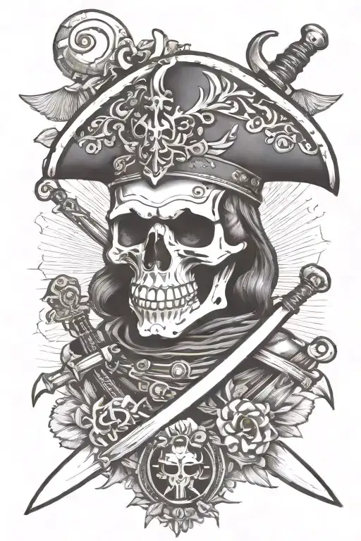 Conquistador Skull With 3 Swords