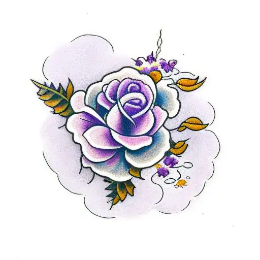 Violet Flowers With Baby Breath Surrounding It