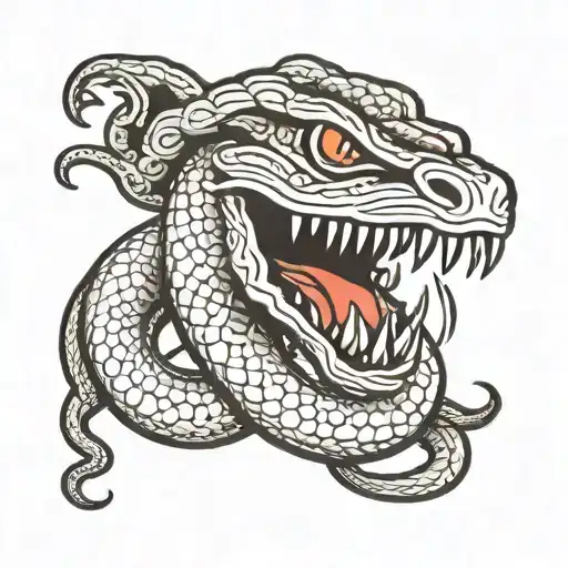 Intruders In Chicano Writing Style With A Snake With A Bandan Over Its Mouth