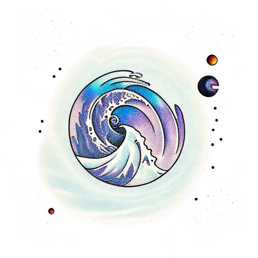 Ocean Wave With Space Objects