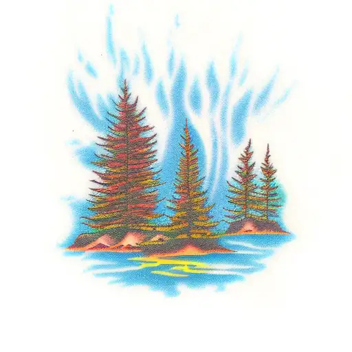 Evergreen Tree On Fire